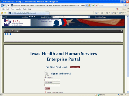 Screenshot of Enterprise Logon Page